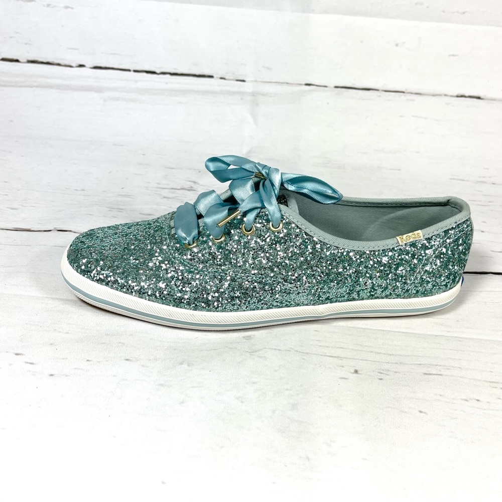 Keds x Kate Spade New York Womens Champion Glitter Sneaker Blue Size 7.